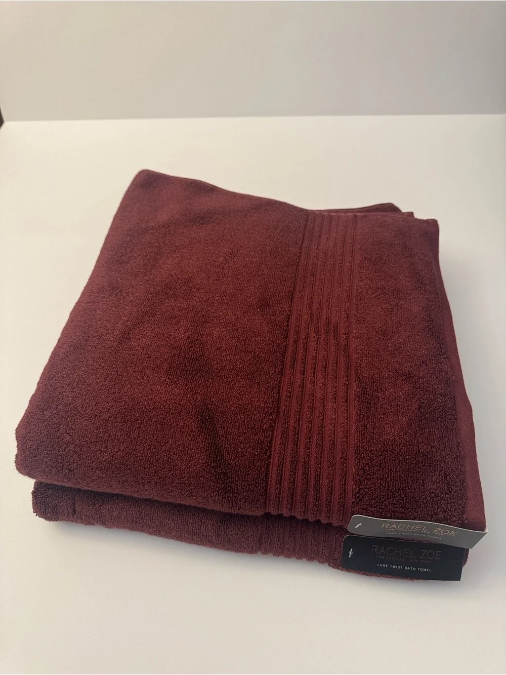 2pc RACHEL ZOE Luxe Twist Bath Towel Set - MERLOTMG - Cotton/Rayon From Bamboo